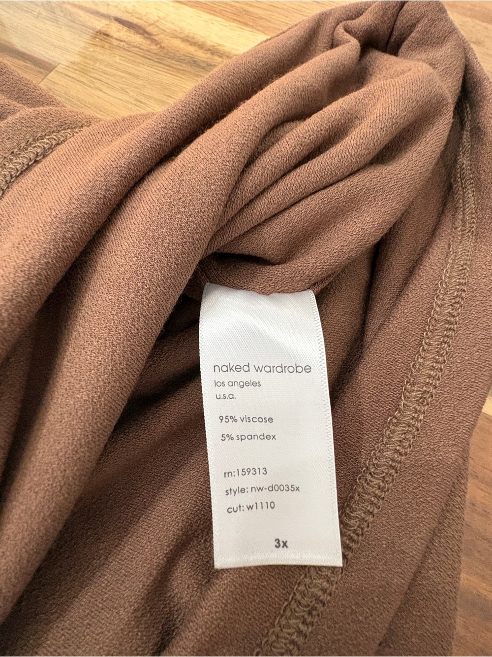 NWOT Naked Wardrobe Plus Sz 3X Brown Maxi Scoop Neck Dress Bodycon Casual - Picture 6 of 8